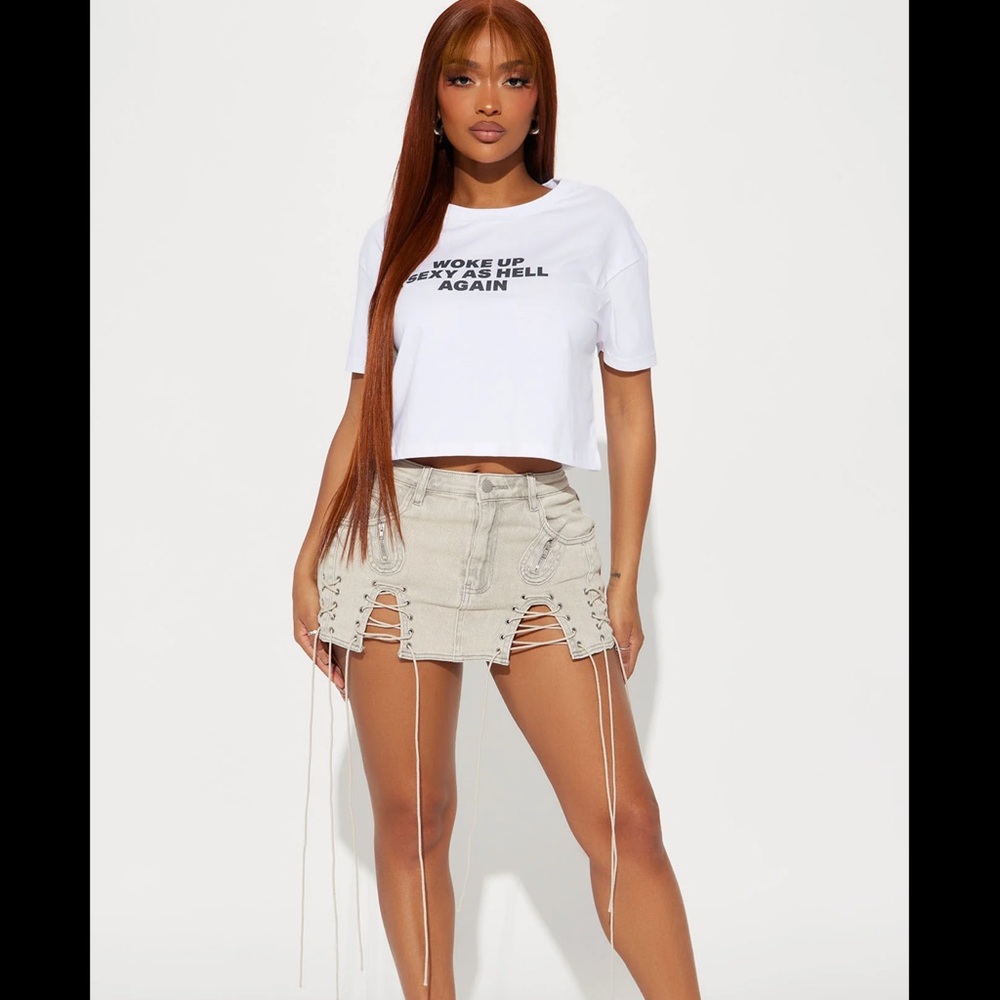 Don't Hesitate Lace Up Micro Mini Skirt - Grey